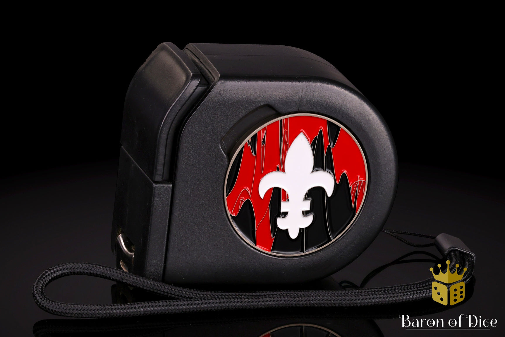 Wargaming Tape Measure | Baron's Coin™ Compatible | Fleur De Lis | Red