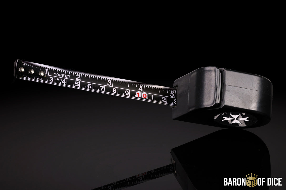 Wargaming Tape Measure | Baron's Coin™ Compatible | Knights Templar | Black