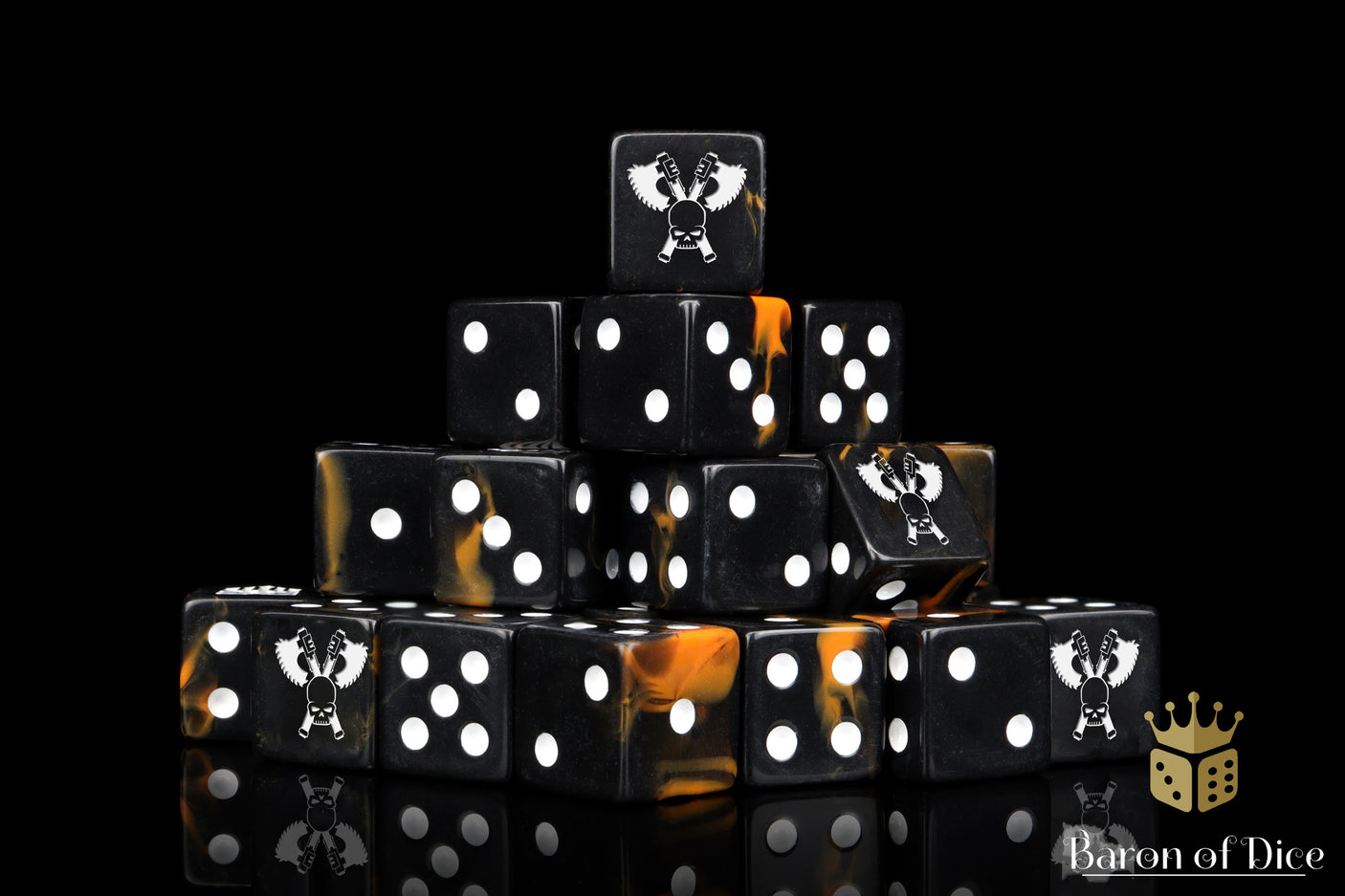 Skull Grinders Dice - Black Lava