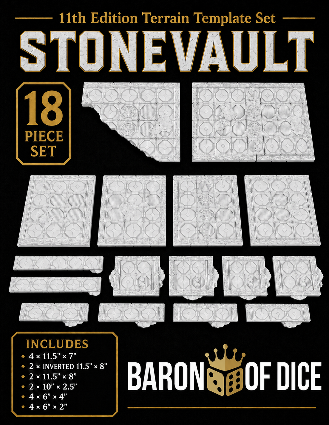 Stonevault Template Set | 11e Terrain Template Set | Shipping Excluded