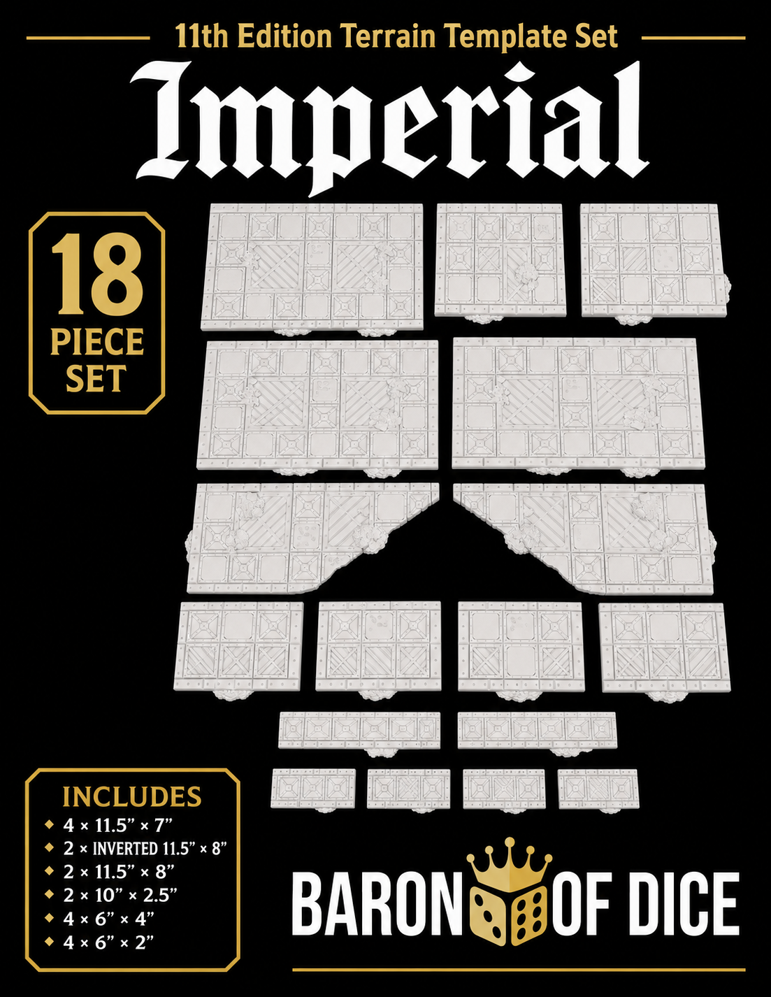 Iron Sector Template Set | 11e Terrain Template Set | Shipping Excluded