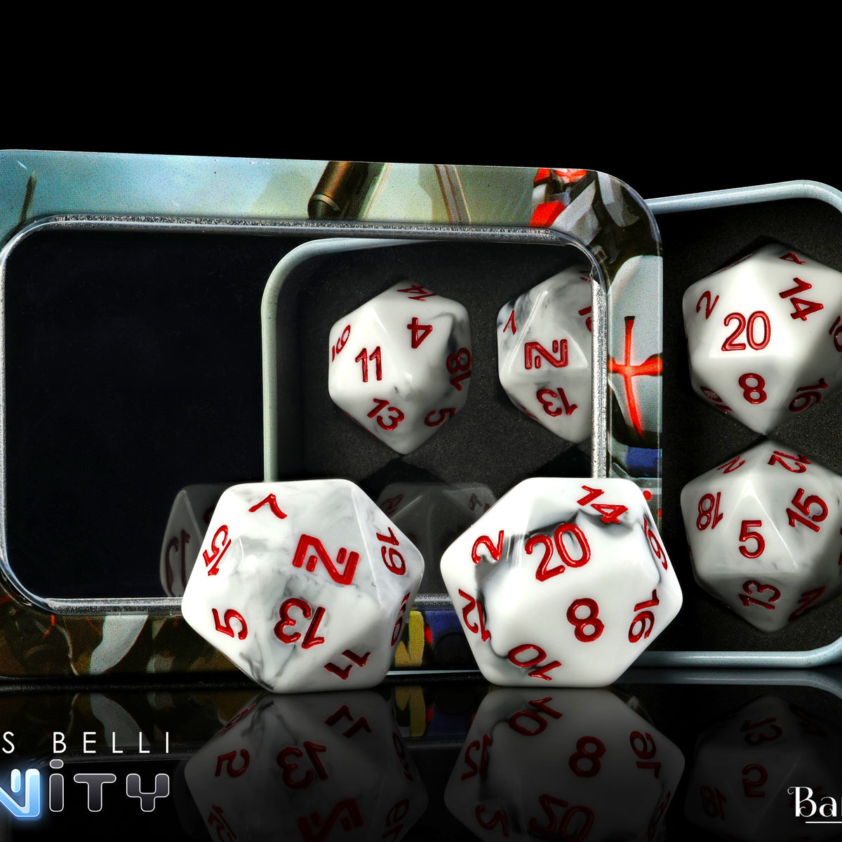 Infinity N4 Dice Marbled w/ Red Baron of Dice