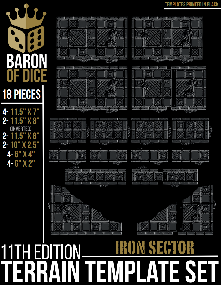 Iron Sector Template Set | 11e Terrain Template Set | Shipping Excluded