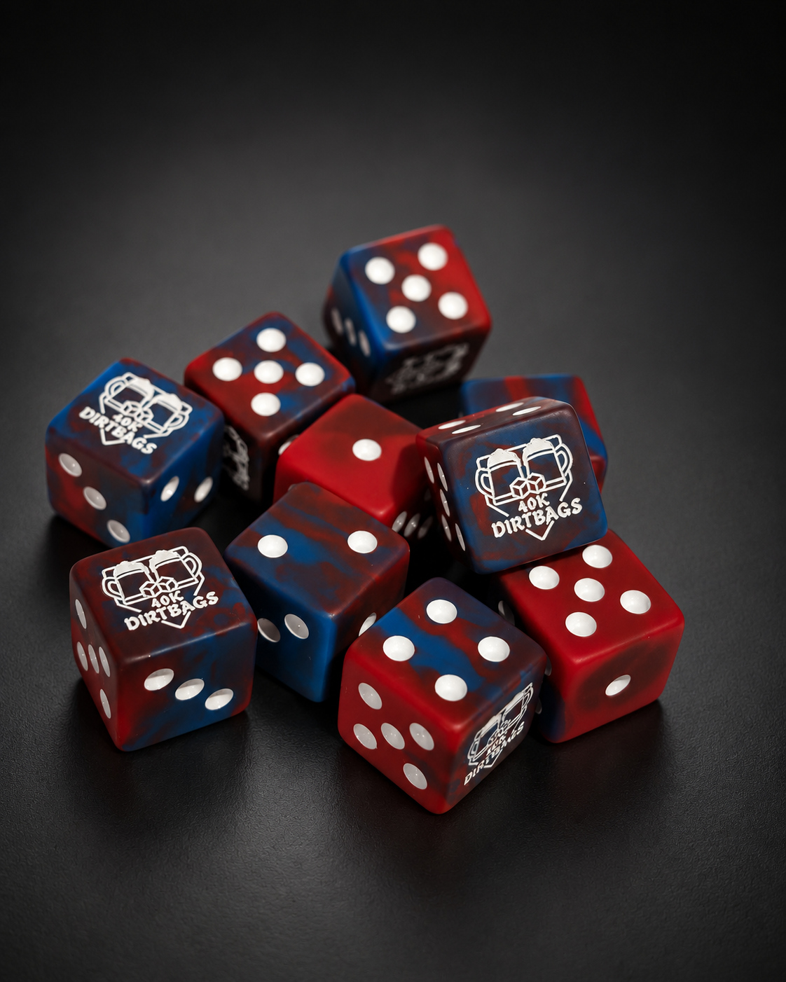 Dirtbag Gaming Official Dice | Matte Red and Blue