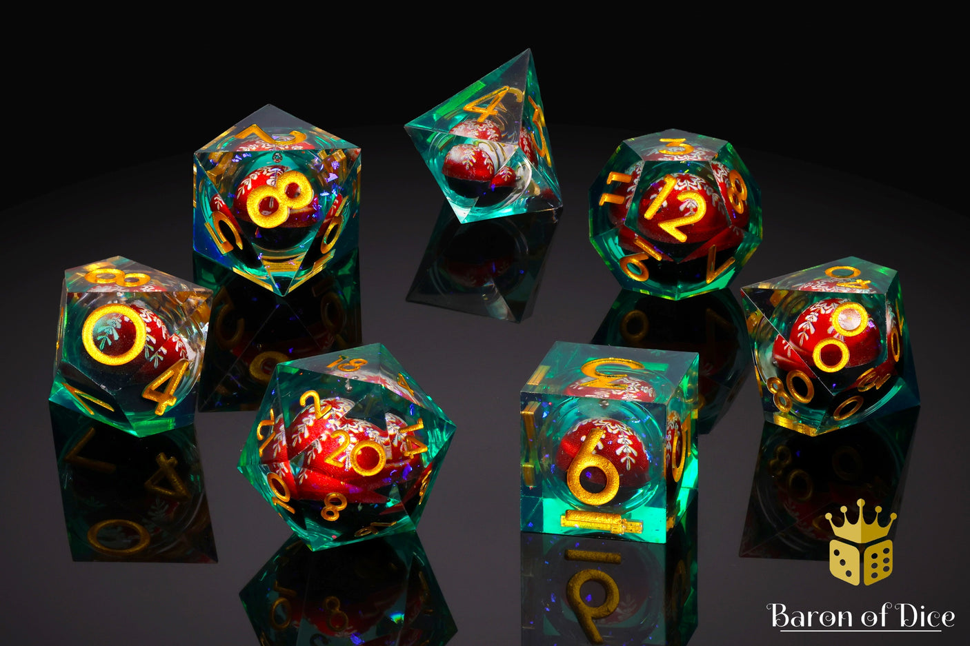Christmas Rumble Sharp RPG Dice Set - 7 Pieces