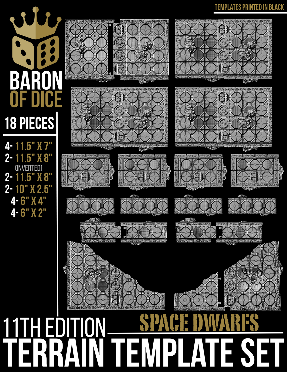 Stonevault Template Set | 11e Terrain Template Set | Shipping Excluded