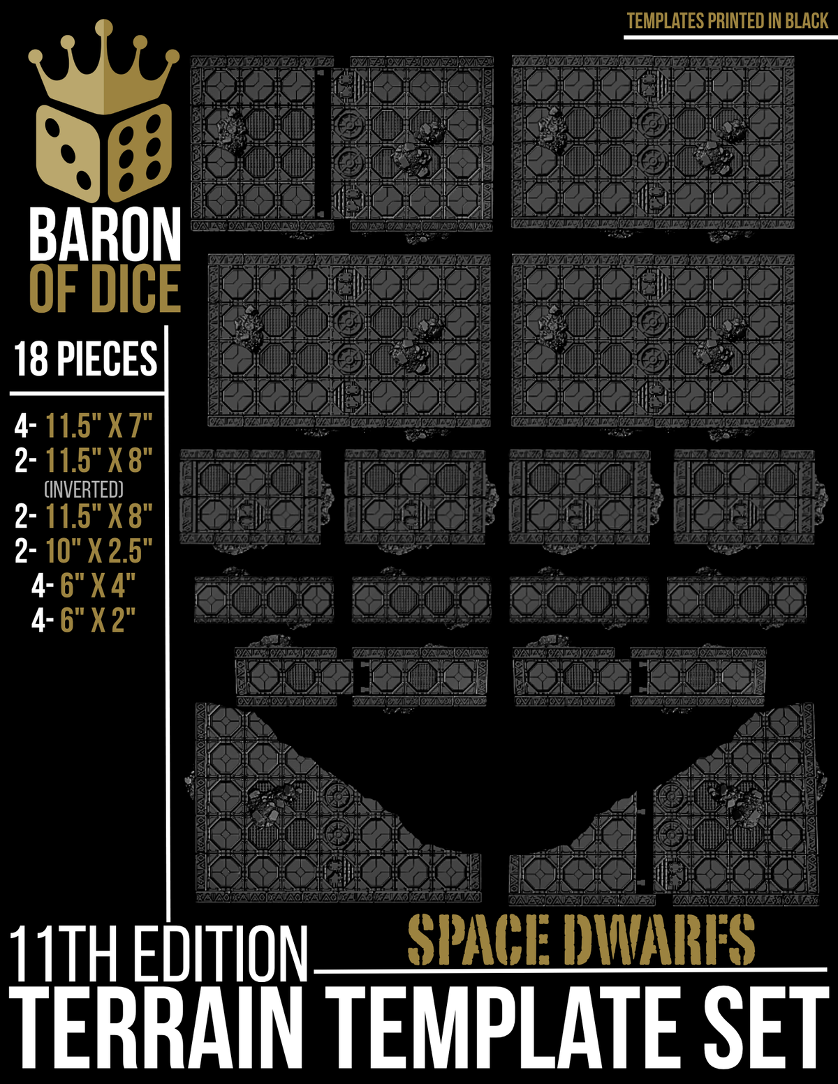 Stonevault Template Set | 11e Terrain Template Set | Shipping Excluded