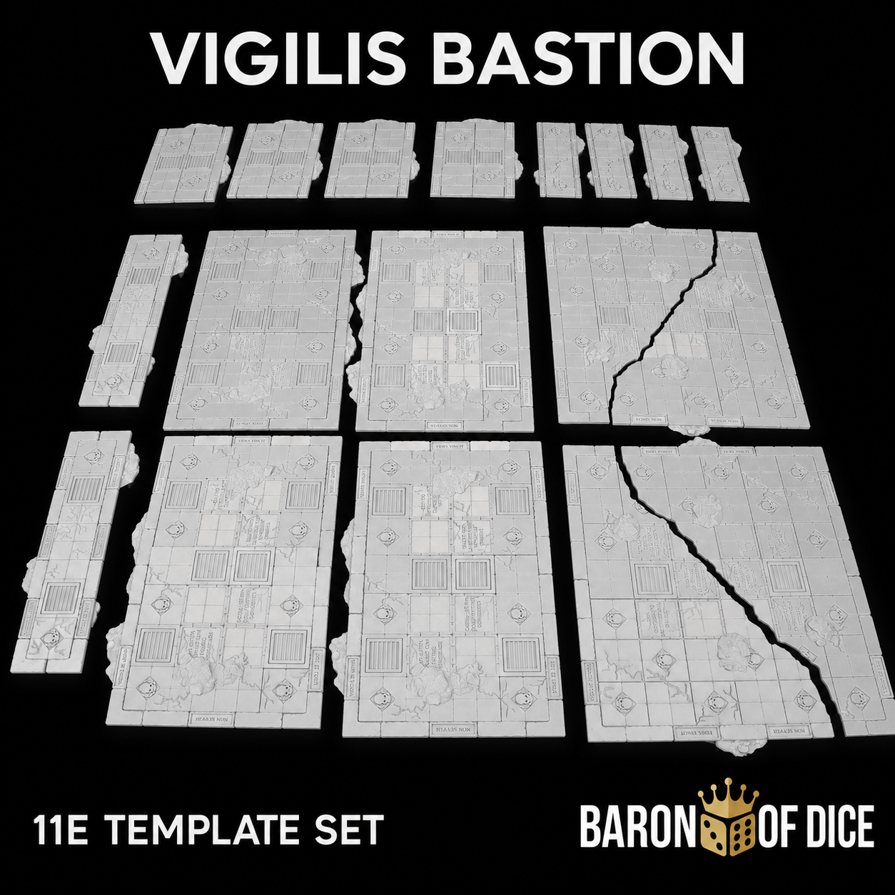 Vigilis Bastion Template Set | 11e Terrain Template Set | Shipping Excluded