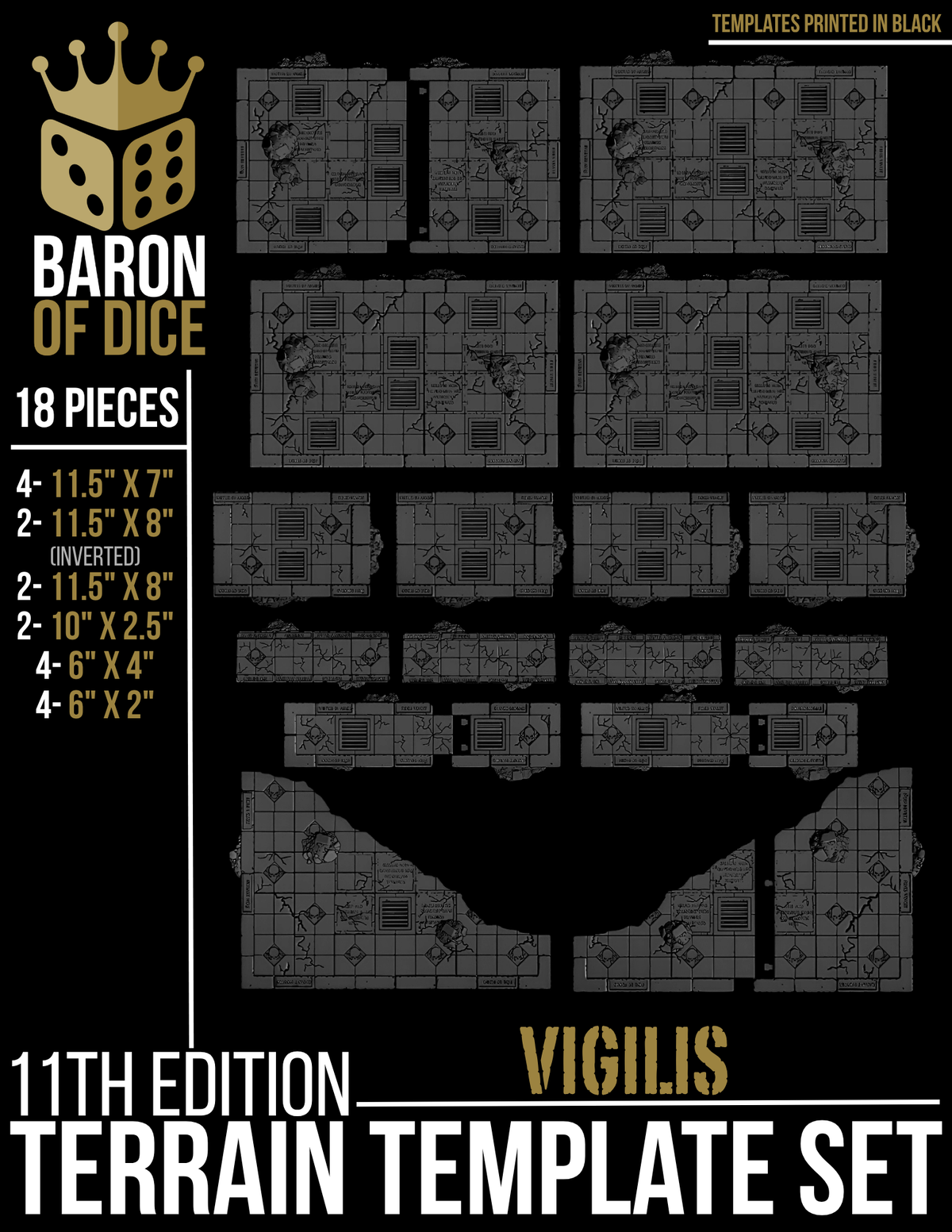 Vigilis Bastion Template Set | 11e Terrain Template Set | Shipping Excluded