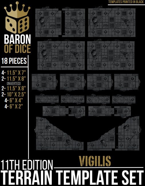 Vigilis Bastion Template Set | 11e Terrain Template Set | Shipping Excluded