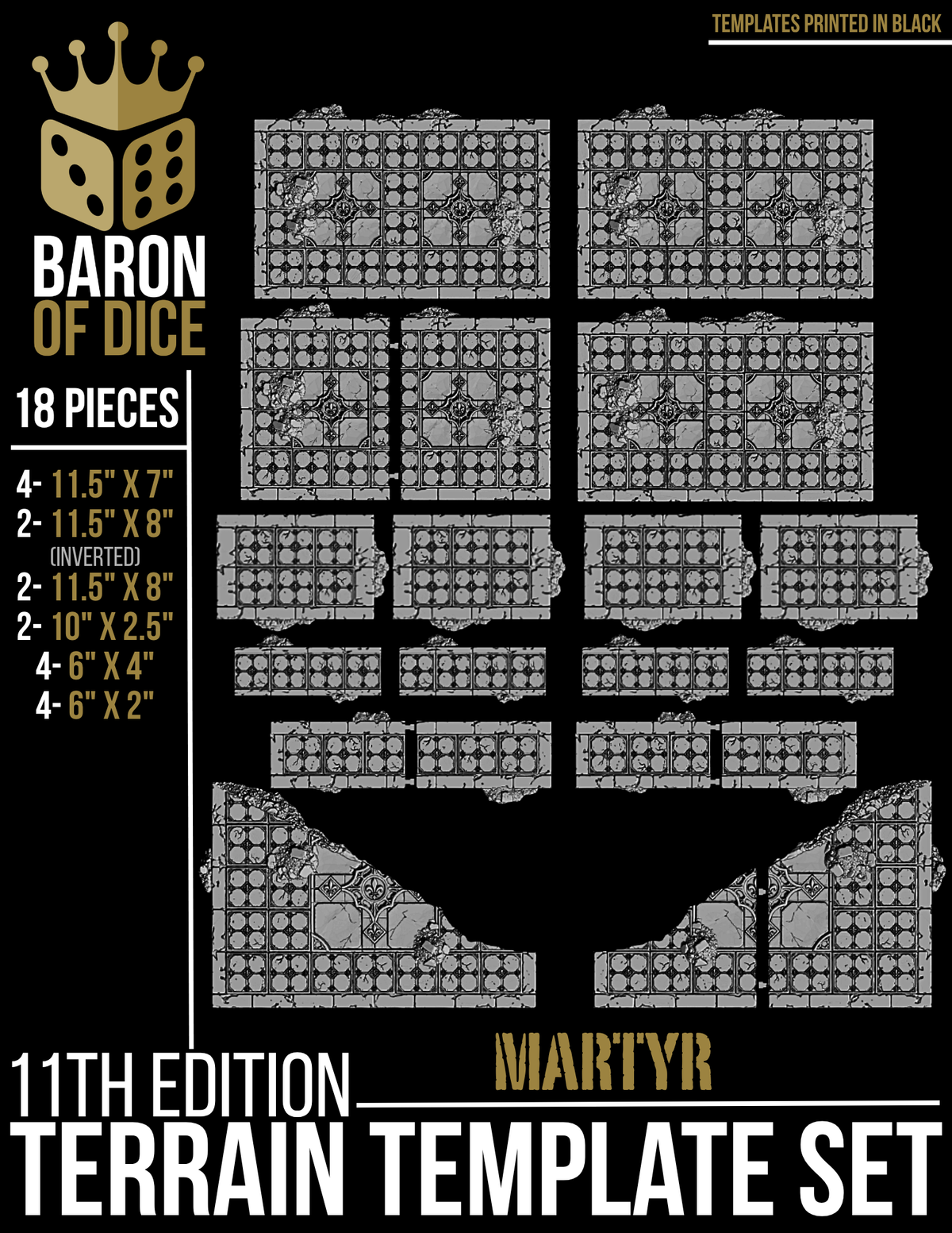 Cathedral of the Martyrs | 11e Terrain Template Set | Shipping Excluded