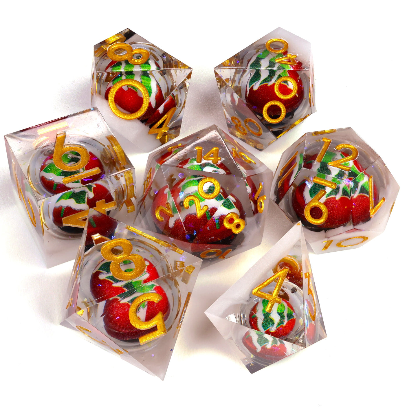 White Christmas Sharp RPG Dice Set - 7 Pieces