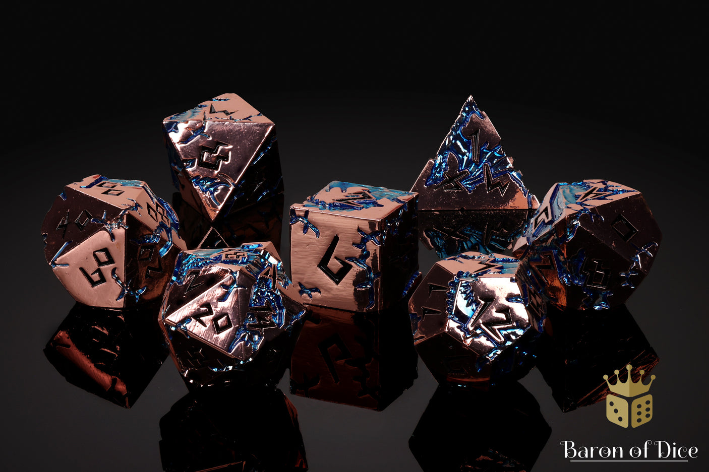 Tempest of the Sapphire Sky Metal RPG Dice Set | 7 Pieces