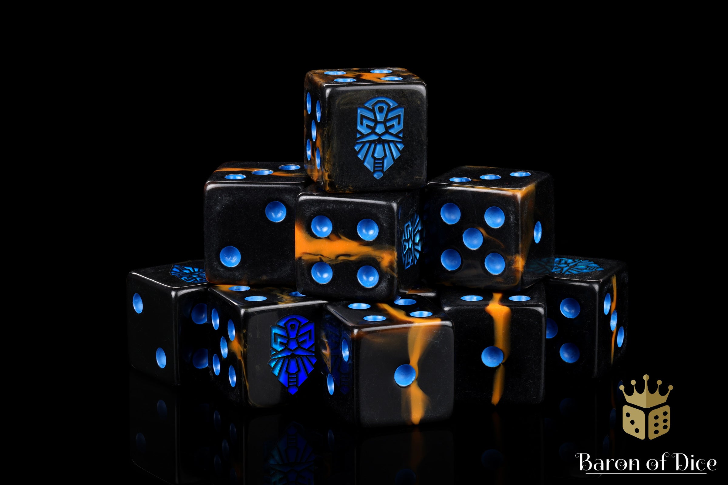 Molten Lava Resin Dice Set - 25 Square Corner Dice With Dwarf Theme For Tabletop Gaming