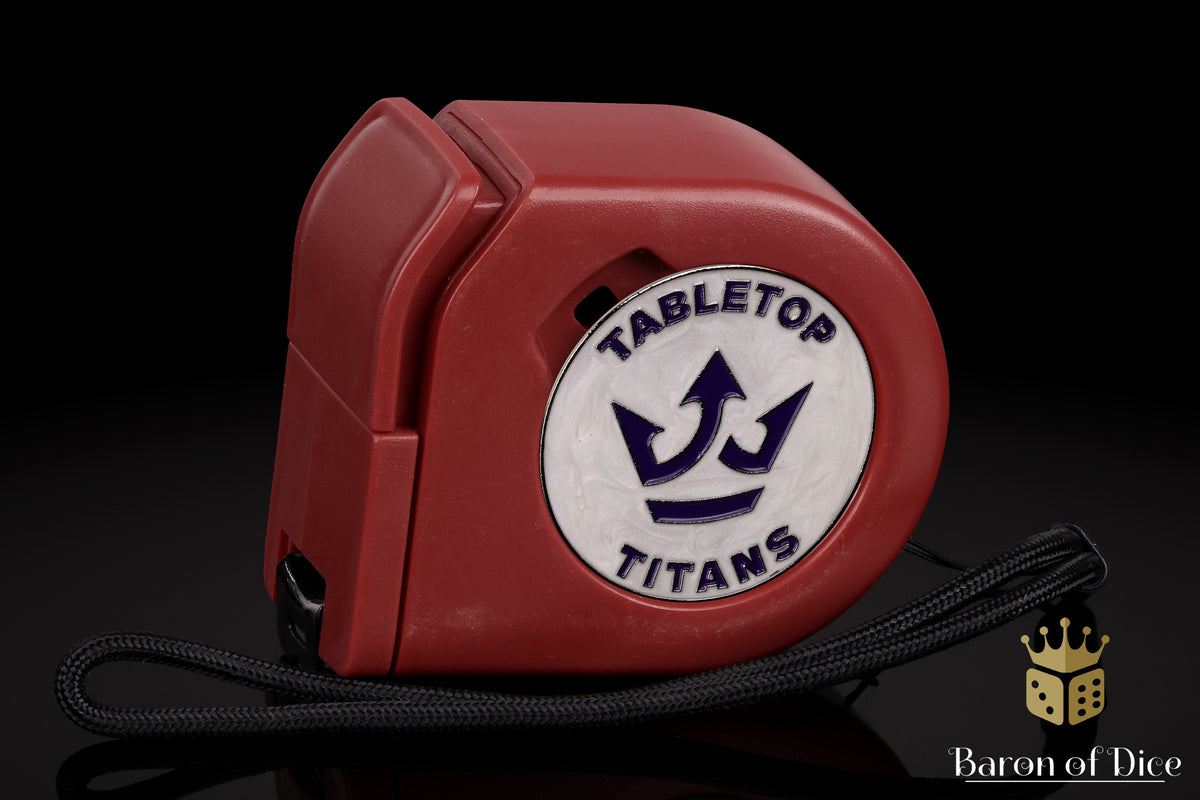 Tabletop Titans | White | Wargaming Tape Measure | Baron's Coin™ Compatible