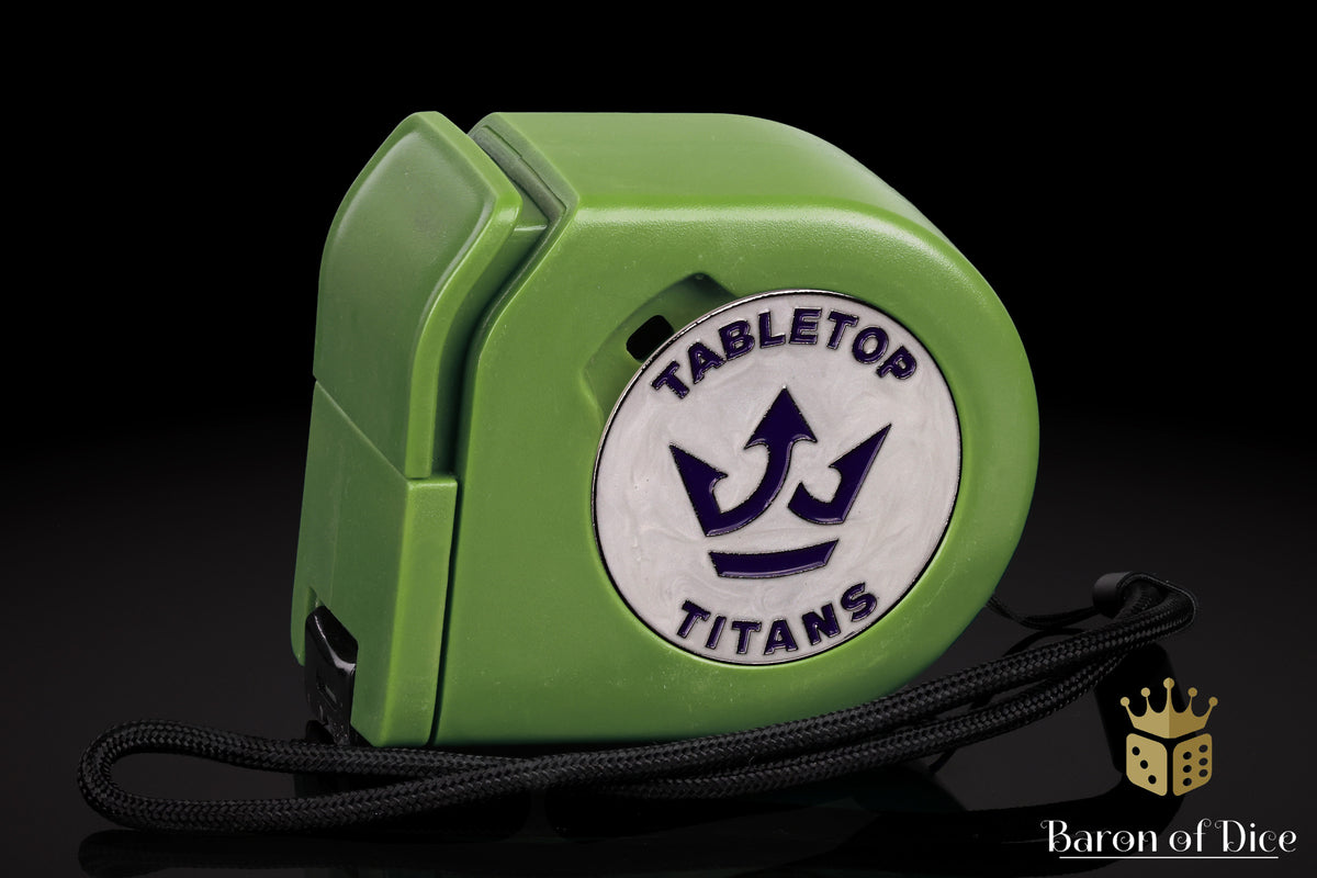 Tabletop Titans | White | Wargaming Tape Measure | Baron's Coin™ Compatible