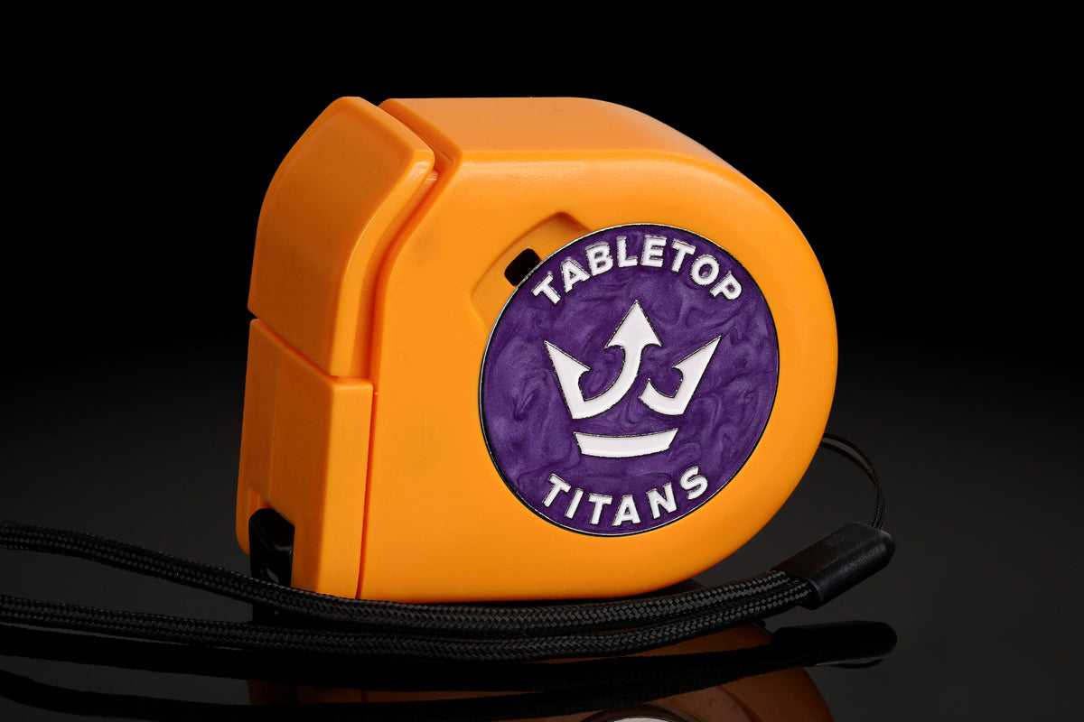 Tabletop Titans | Purple | Wargaming Tape Measure | Baron's Coin™ Compatible