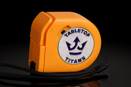 Tabletop Titans | White | Wargaming Tape Measure | Baron's Coin™ Compatible