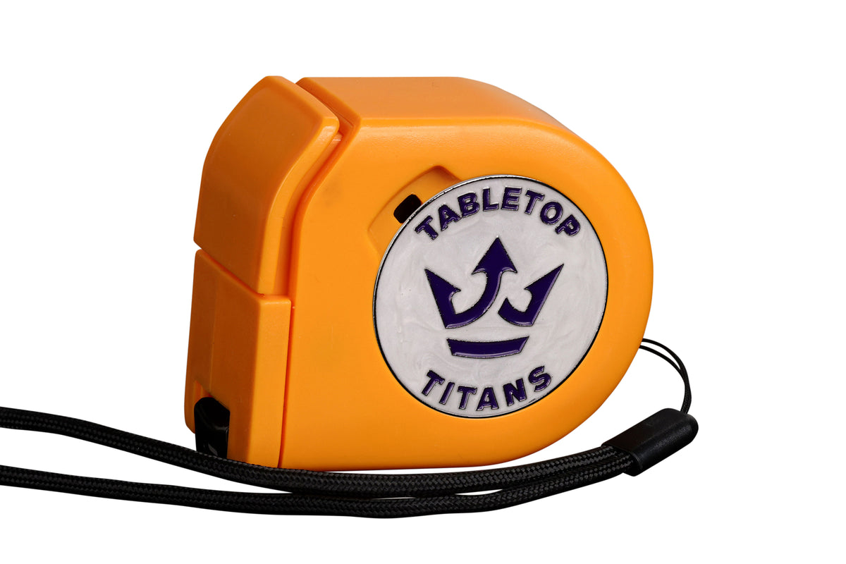 Tabletop Titans | White | Wargaming Tape Measure | Baron's Coin™ Compatible