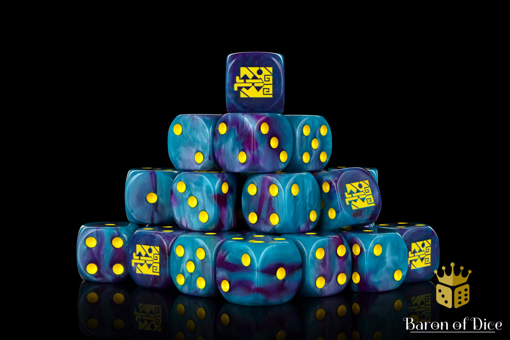 Aztec Lizard Dice - Turquoise | Baron of Dice | 16mm Dice Sets