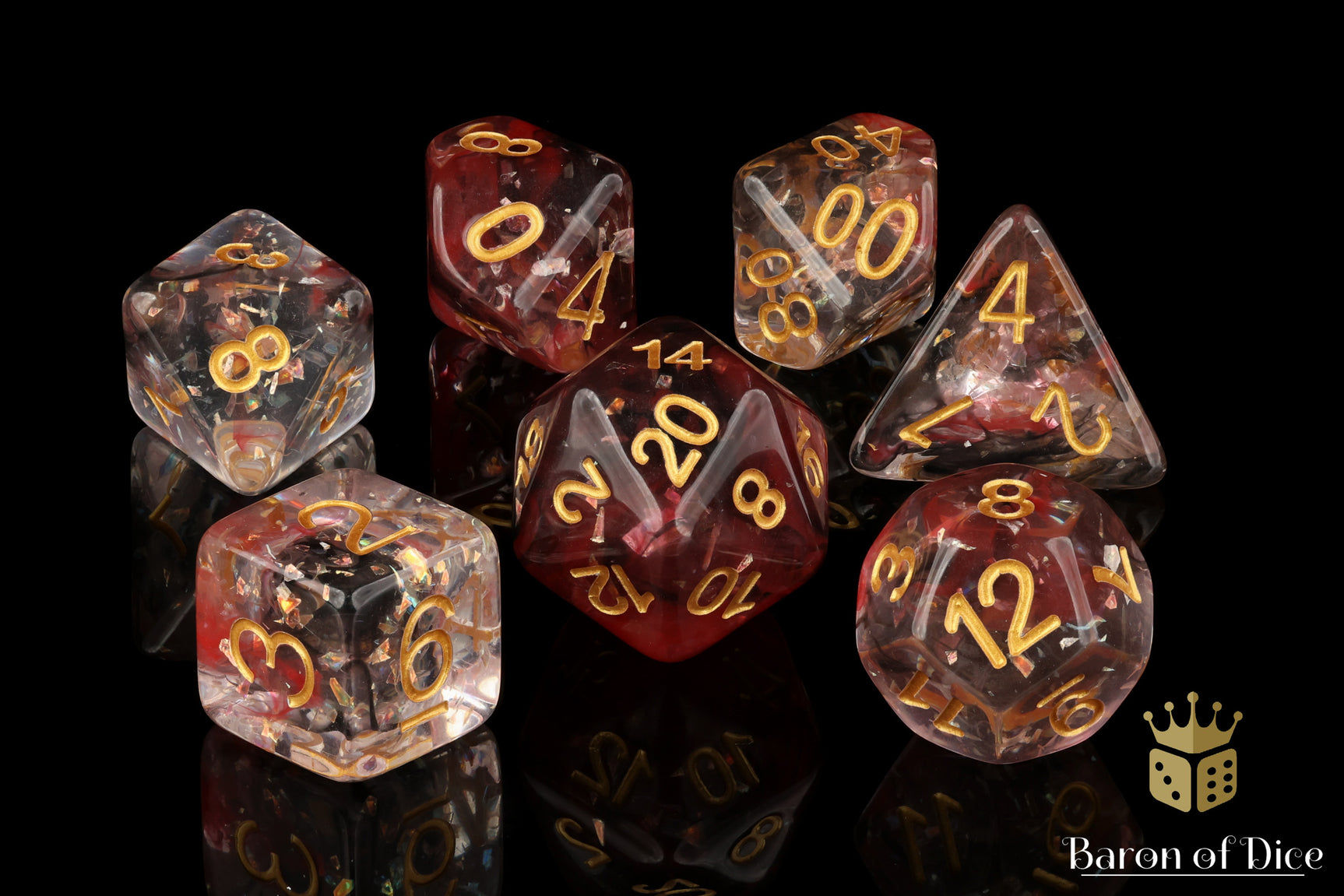 Ruby & Opal RPG Dice Set - 7 Pieces