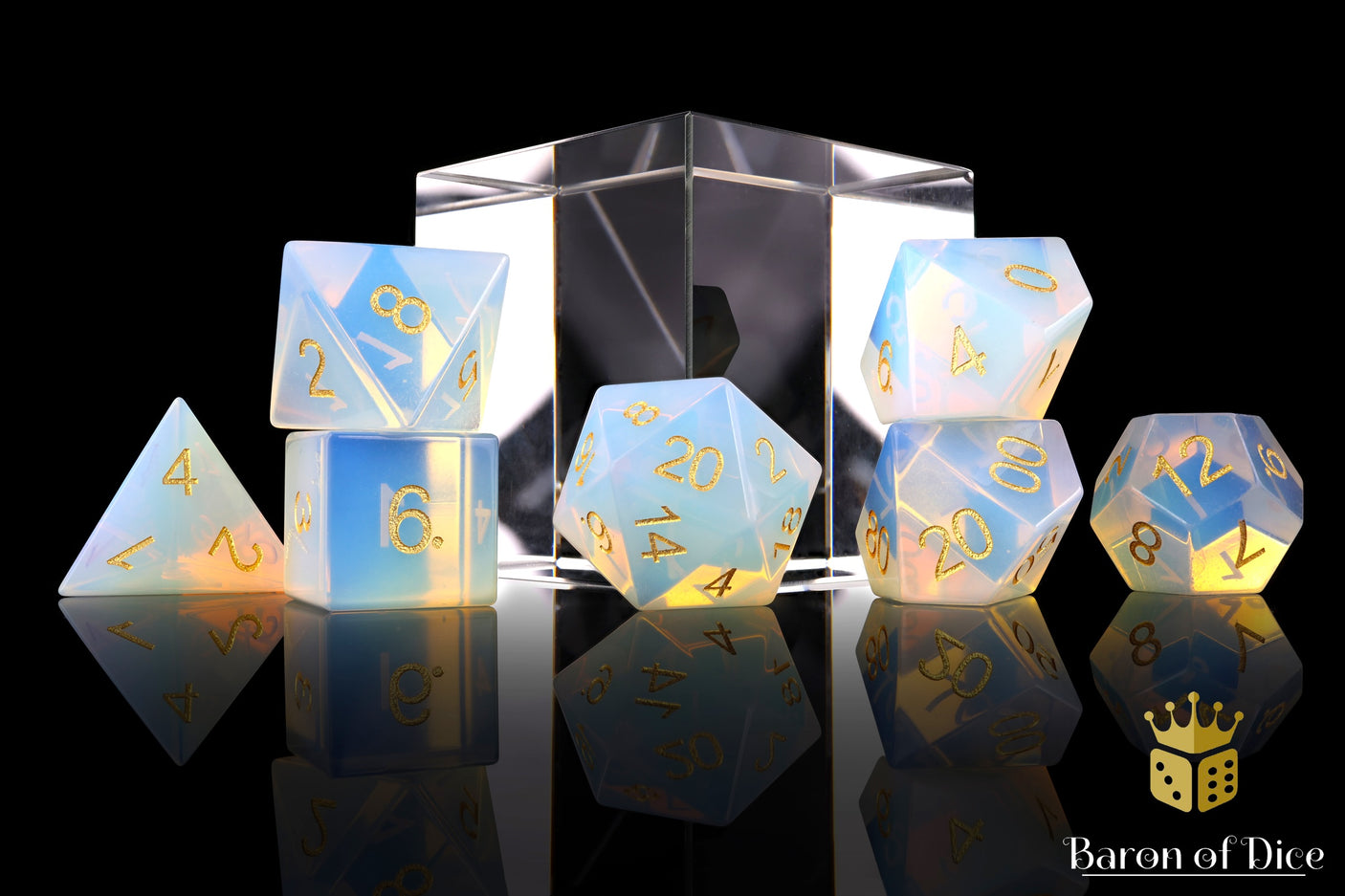 Natural Opal Gemstone RPG Dice Set - 7 Pieces