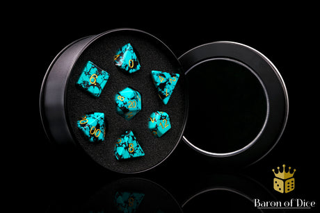 Turquoise, Sharp Edge, Gemstone Dice Set