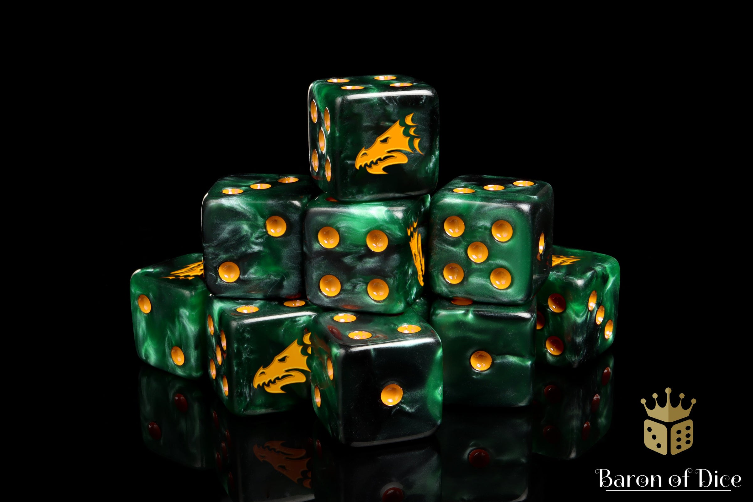 Drake Dice | Baron of Dice | Green & Gold