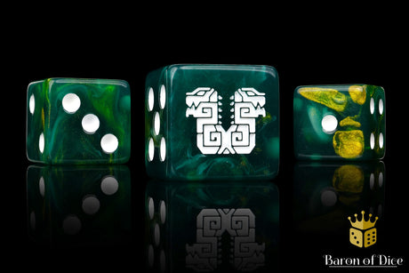 Twin Headed Lizard Dice - Green & Gold