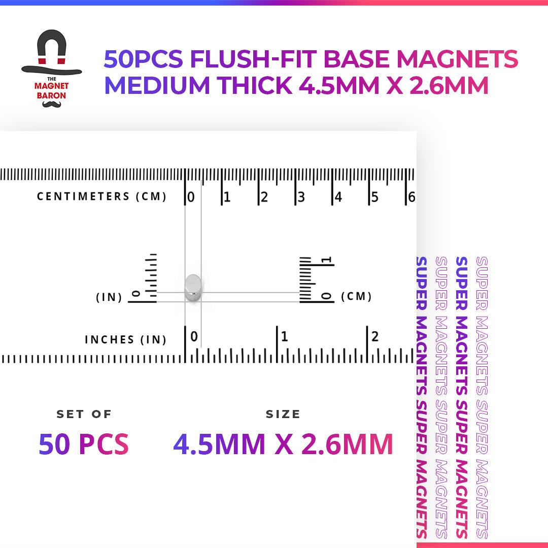 50pcs Flush-Fit Base Magnets