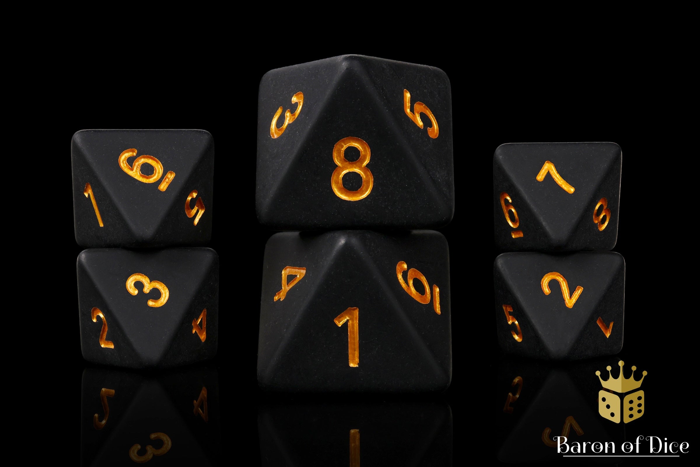 Matte Black D8s | Baron of Dice | Resin Dice