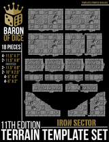 Iron Sector Template Set | 11e Terrain Template Set | Shipping Excluded