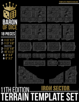Iron Sector Template Set | 11e Terrain Template Set | Shipping Excluded