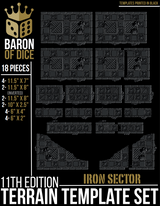Iron Sector Template Set | 11e Terrain Template Set | Shipping Excluded