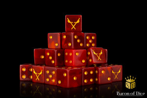 Men of the East, Crossed Pikes, Red, Square 16mm Dice