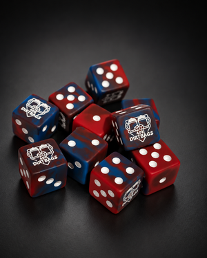 Dirtbag Gaming Official Dice | Matte Red and Blue