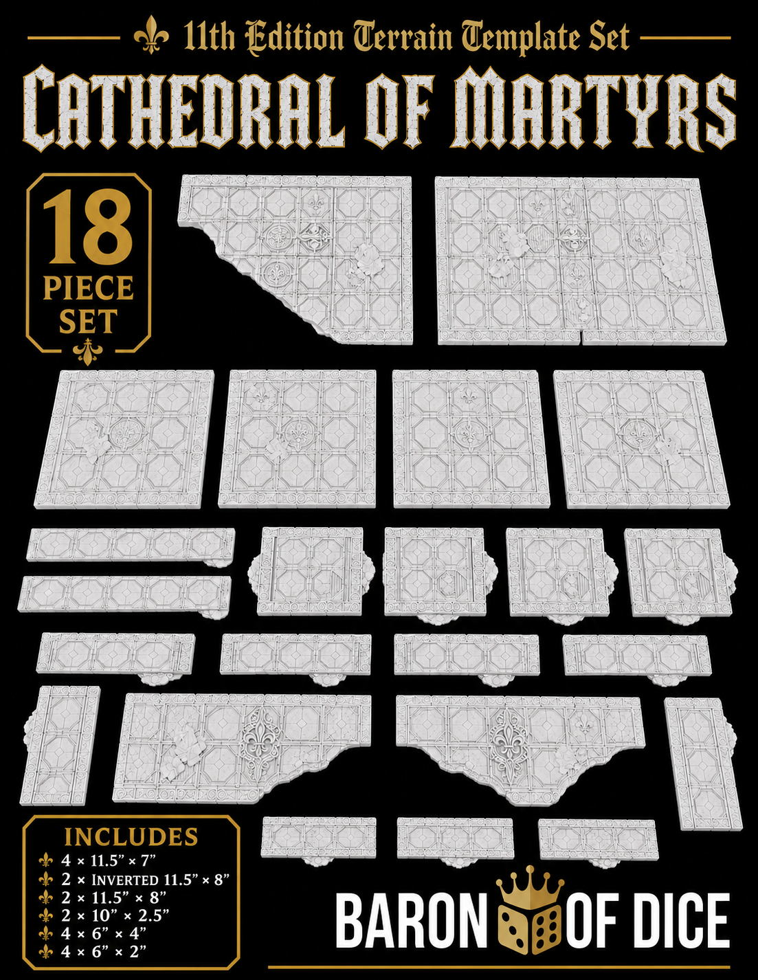 Cathedral of the Martyrs | 11e Terrain Template Set | Shipping Excluded