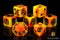 Orange Fire - Bloody Football Dice (Set of 7)