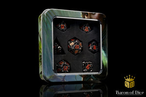 Denizens of the Deep Red Trench Metal RPG Dice Set - 7 Pieces