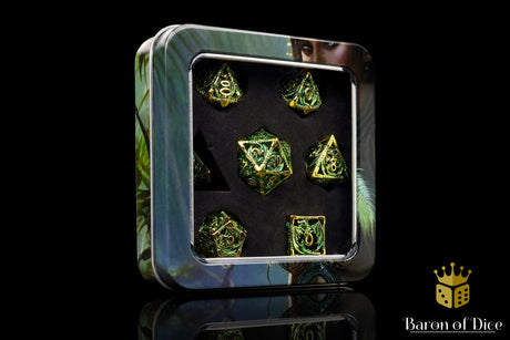 Ancient Dragon Treasure Metal RPG Dice Set - 7 Pieces