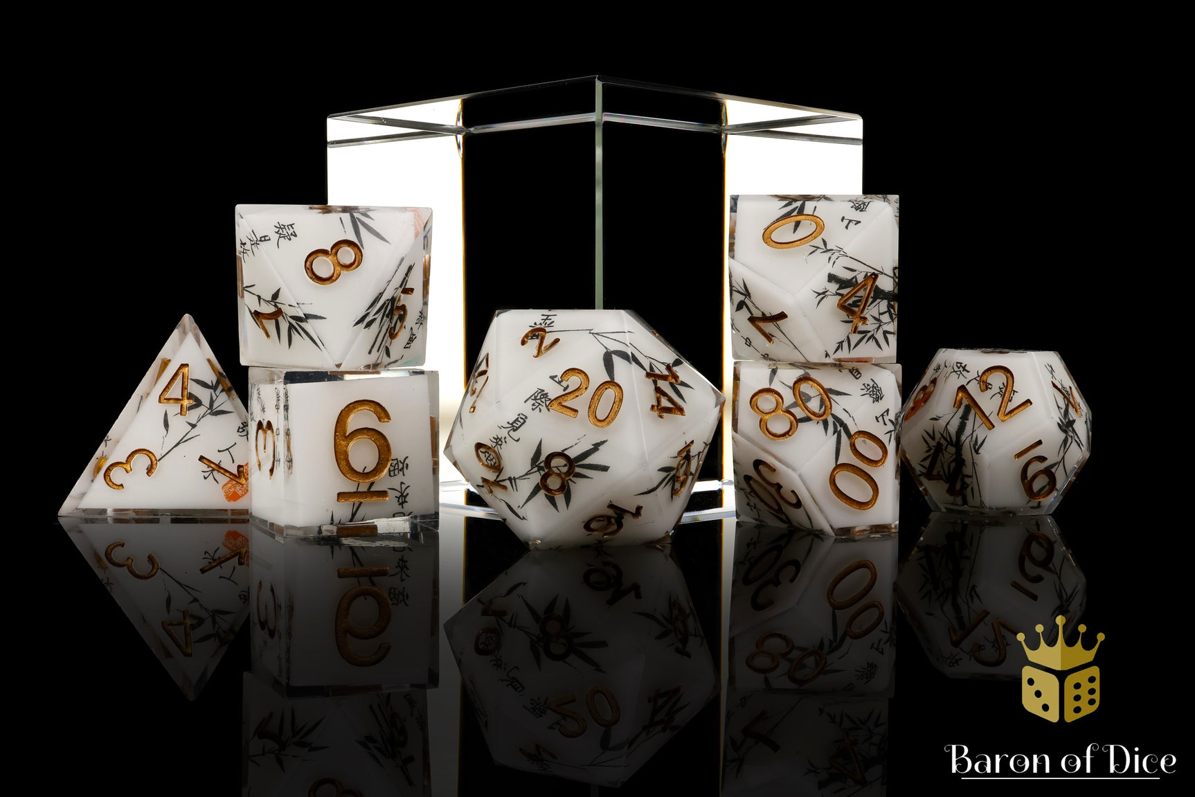 White Bamboo Sharp Edge RPG Dice Set - 7 Pieces