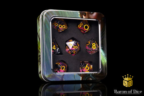 Amethyst Neko Liquid Core RPG Dice Set - 7 Pieces