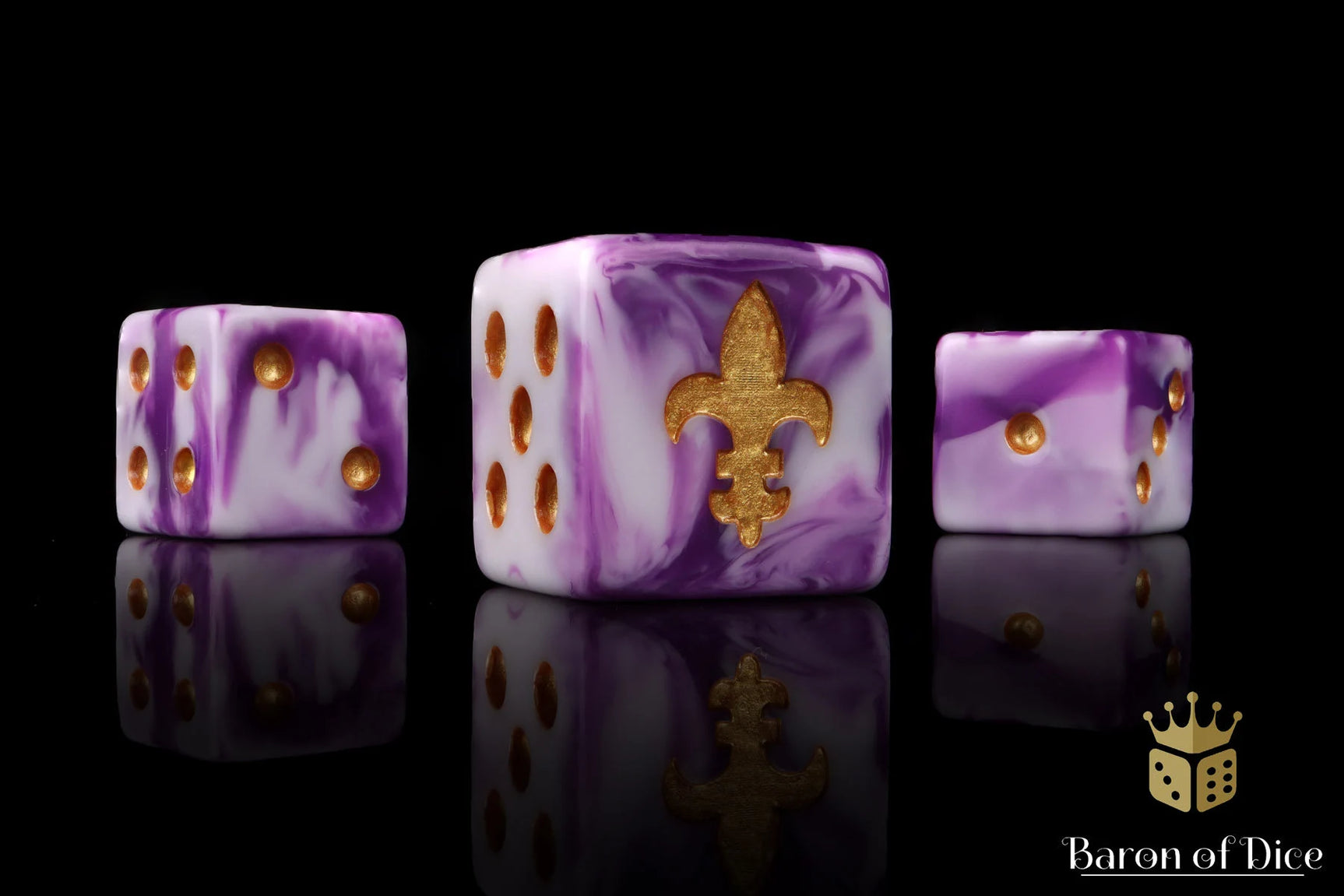 Fleur De Lis 16mm Würfel - Lila