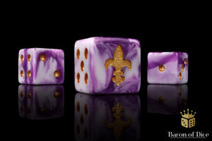 Fleur De Lis 16mm Würfel - Lila