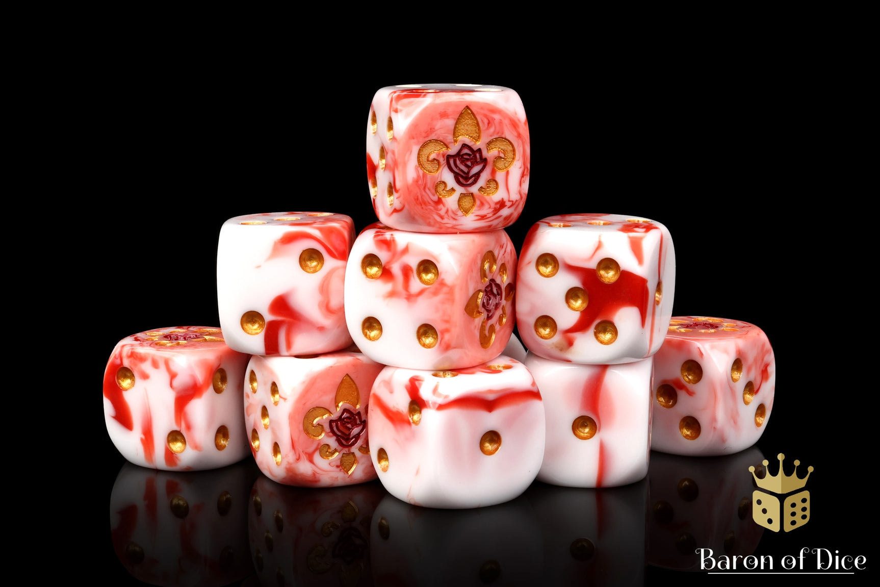 Fleur De Lis Dice - Bloody Rose