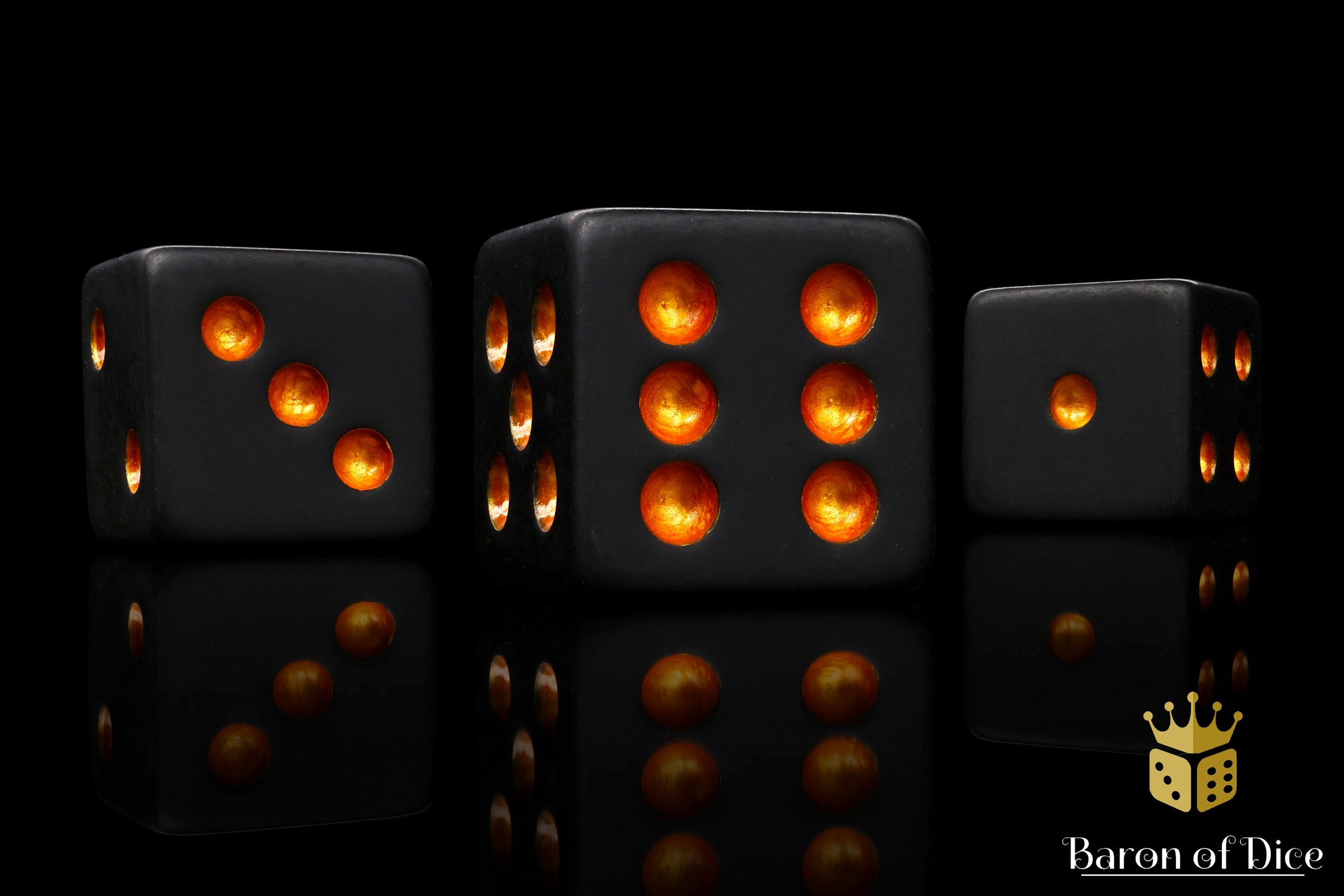 【24-25】DICE HIGHROLLER MATTE BLACK Matte Black Universal Dice | Baron of Dice | D6s