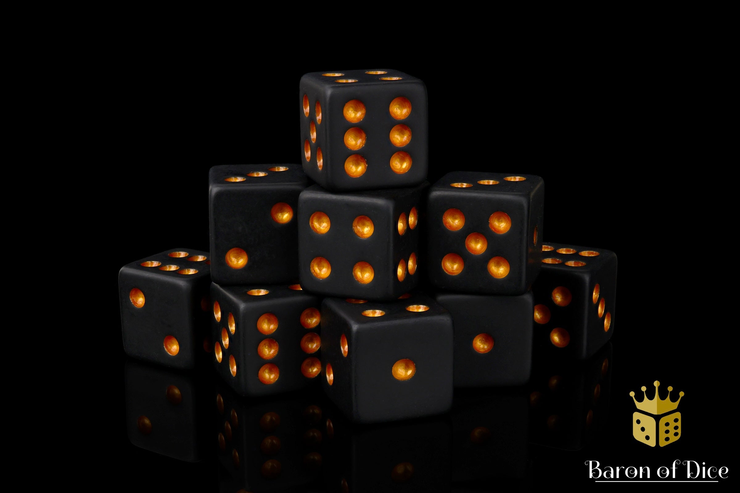 【24-25】DICE HIGHROLLER MATTE BLACK Matte Black Universal Dice | Baron of Dice | D6s