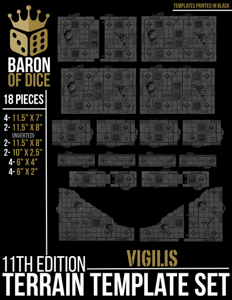 Vigilis Bastion Template Set | 11e Terrain Template Set | Shipping Excluded
