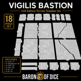 Vigilis Bastion Template Set | 11e Terrain Template Set | Shipping Excluded