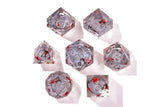 Winter Cherry Blossom Liquid Core RPG Dice Set - 7 Pieces